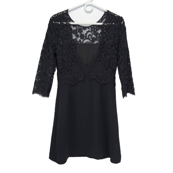 CLAUDIE PIERLOT Fitted Lace LBD Coktail Office Openback Black Minj Dress sz 38 - Picture 7 of 13